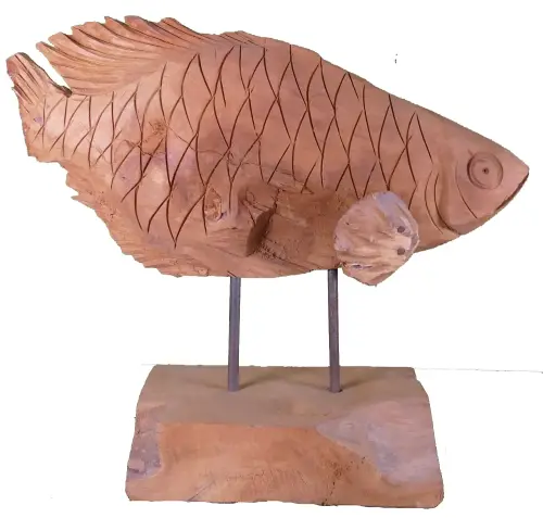 Product image of the product “Carved tilapia wood on stand ”
